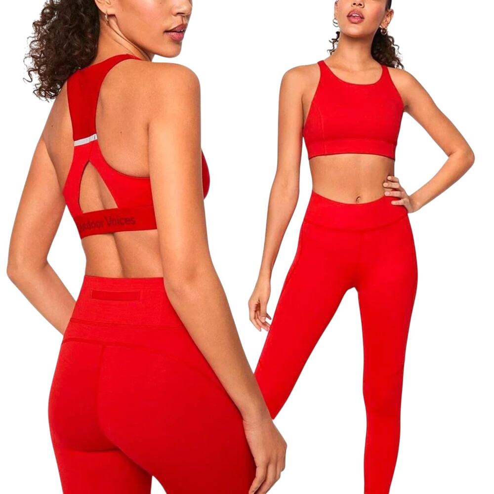 Outdoor Voices TechSweat 7/8 High Rise Crop Legging Red Small Gorpcore Sportif - Picture 12 of 15